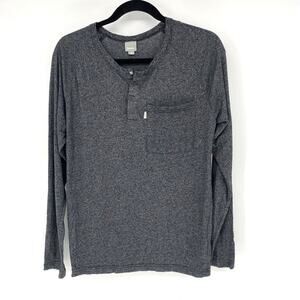 Bench Heather Gray Henley Long Sleeve Shirt Mens Size M